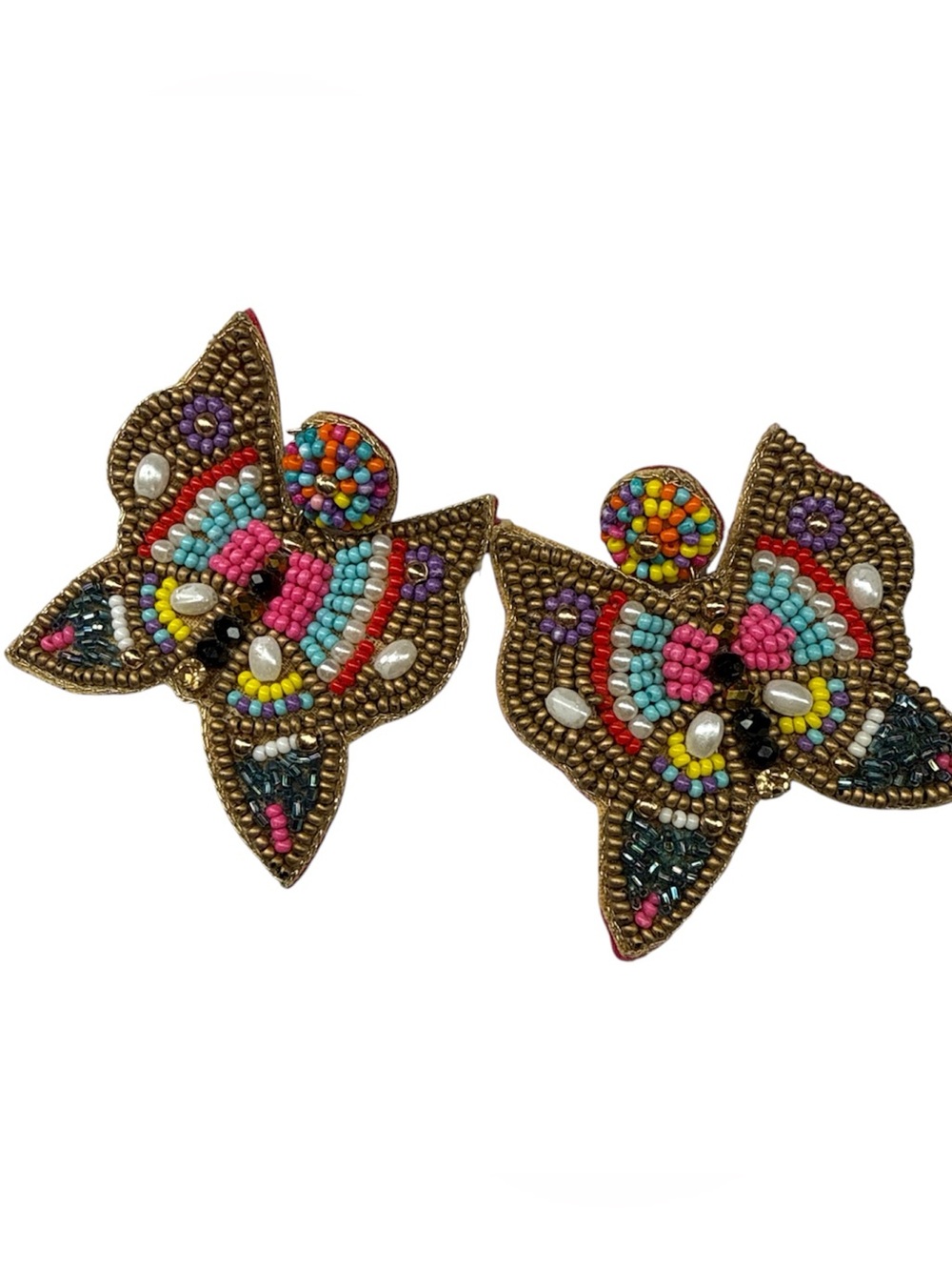Seed Bead Butterfly Earrings